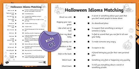 Halloween Idioms ESL Worksheet Twinkl