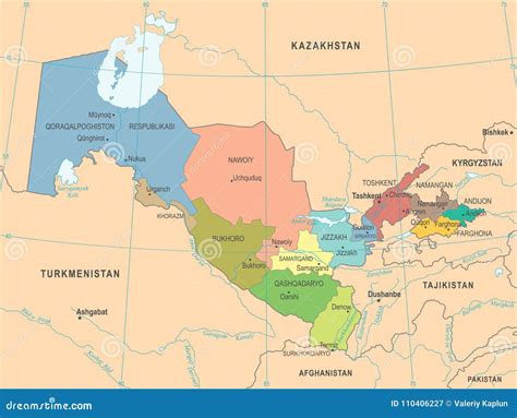 Uzbekistan Map Detailed Vector Illustration Stock Illustration