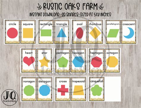 Printable 2d Shape Cards Farm Theme Classroom Decorations Classroom