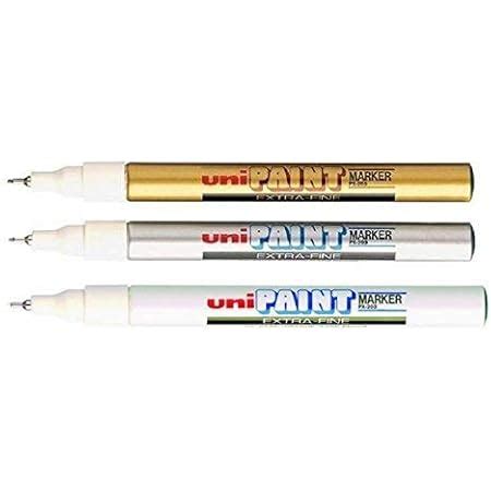 Uni Ball PX 203 Oil Based Paint Markers Extra Fine Gold Silver White