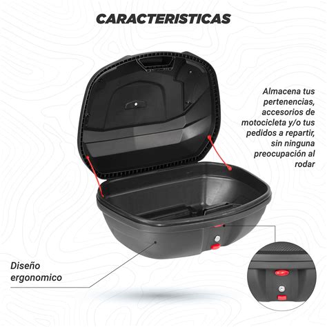 Motometa Detalles Caja Porta Equipaje Para Motocicleta L Negra Base