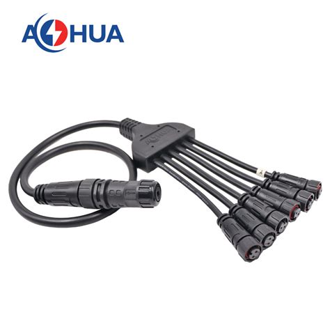 Ip65 One Male To Six Female Waterproof Plug Y Type Cable Connector China Y Splitter Power