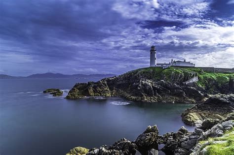 Sea Clouds Landscape Rocks Lighthouse Ireland Donegal Fanad Head