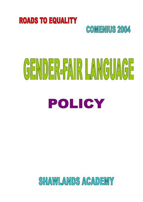 Gender Fair Language And Equal Opportunities