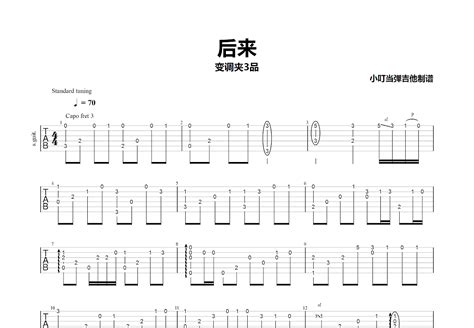 后来吉他谱 刘若英 C调指弹 吉他世界