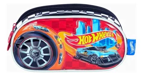 Estojo Escolar Triplo Infantil Hot Wheels Luxcel Parcelamento Sem Juros