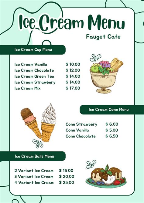 Free Printable Customizable Ice Cream Menu Templates Canva