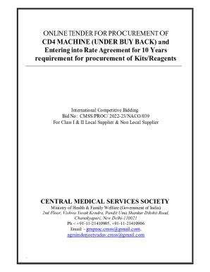 Fillable Online Tender For Procurement Of CD4 Machine Under Buy Back