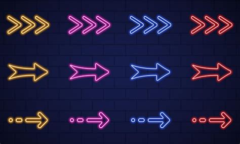 Premium Vector Glowing Neon Arrows Of Different Colors Colorful Neon