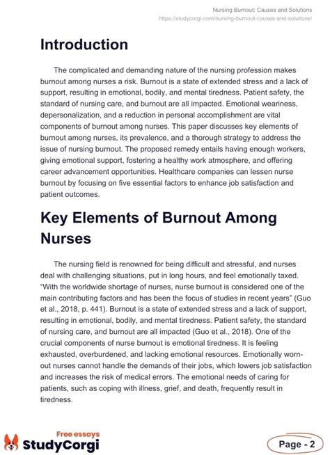 Nursing Burnout Causes And Solutions Free Essay Example