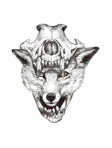 Fox And Fox Skull Illustration By Psychosisblazee On Deviantart