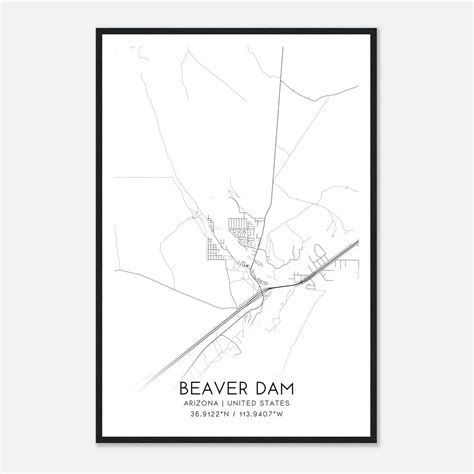 Beaver Dam Arizona Map Poster, Modern Home Decor Wall Art Print