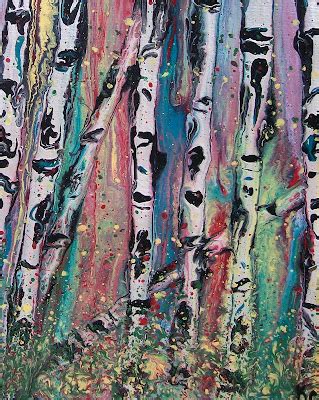 Aspen Tree Paintings Aspen Whimsy IV Original Cntemporary Abstract