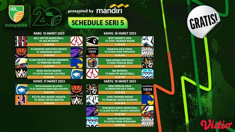 Jadwal Lengkap IBL 2023 Seri 5 Siaran Vidio 15 Sampai 18 Maret Elang