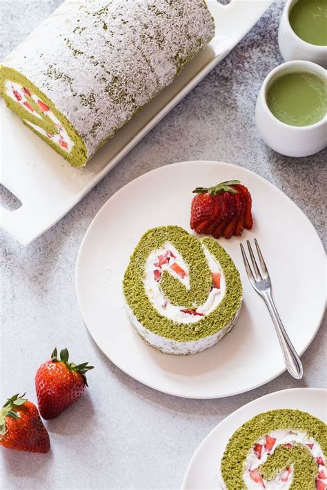 Strawberry Matcha Roll Cake Recipe Matcha Roll Cake Roll Cake