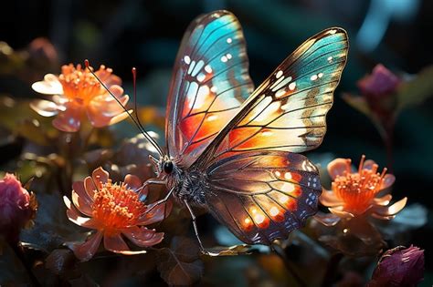 Premium Photo Graceful Flutter Butterfly Perched On A Delicate Pink