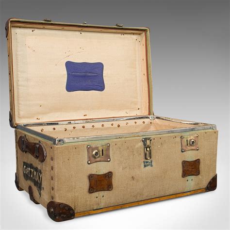 Antiques Atlas Antique Shipping Trunk English Canvas Travel