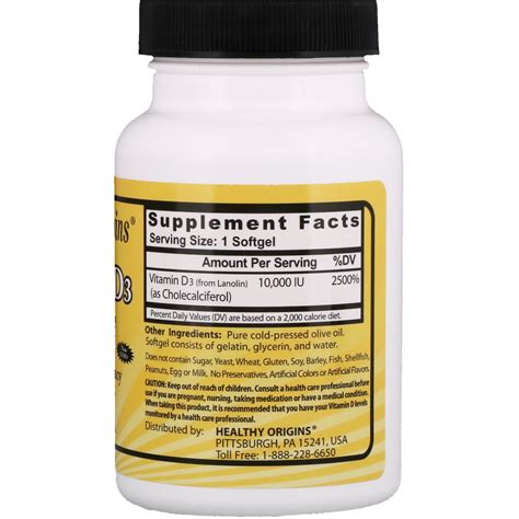 Healthy Origins, Vitamin D3, 10,000 IU, 120 Softgels - iHerb
