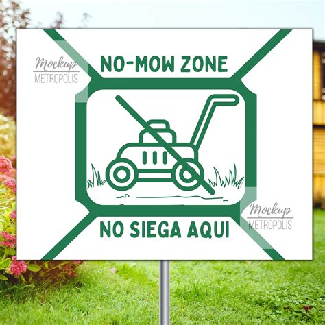 PRINTABLE No Mow Sign, No Mow Zone, Spanish and English Don't Mow Area