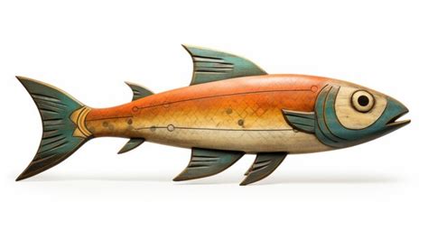 Premium Photo Rustic Americana Wooden Fish Sculpture On White Background