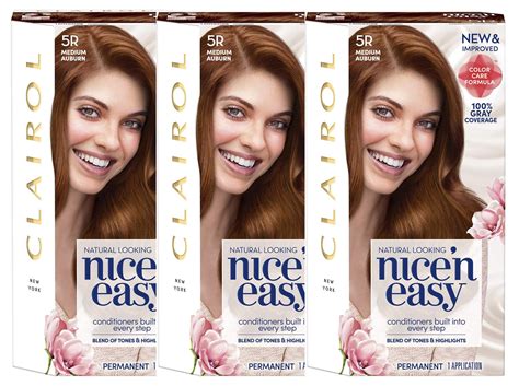 Clairol Nice N Easy Permanent Hair Color 5R Medium Auburn 3 Pack