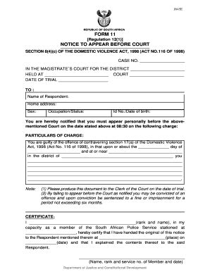 Fillable Online Justice Gov J645E 35 REPUBLIC OF SOUTH AFRICA FORM 11