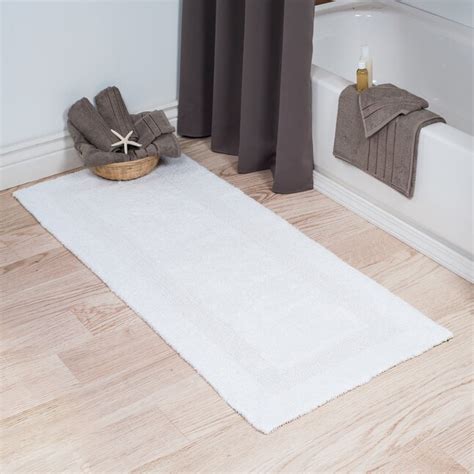 Hastings Home Bathroom Mats 60 In X 24 In White Cotton Bath Mat In The