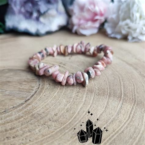 Bracelet Rhodochrosite Argentine Baroque Chips Mm Natur O Pierres