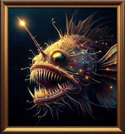 Premium Photo | Deep sea creature Anglerfish mysterious and ferocious look dark background