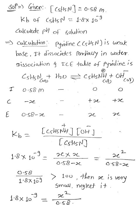 Solved Calculate The Ph Of A M Aqueous Solution Of Pyridine C