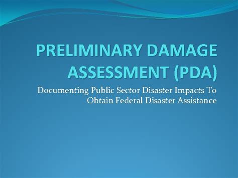 Preliminary Damage Assessment Pda Documenting Public Sector Disaster