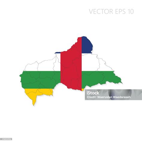 Central African Republic Map And Flag Detail Separated States On White