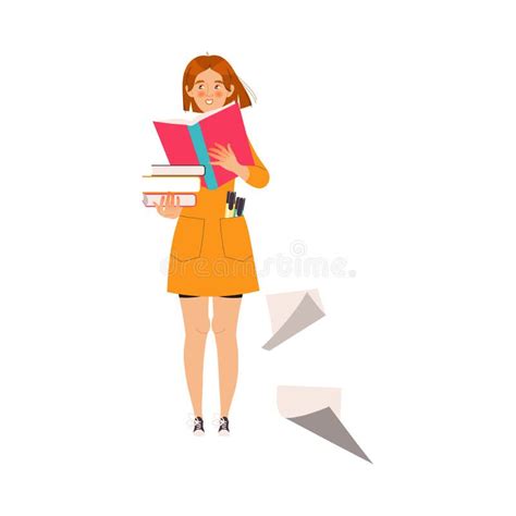 Personaje De Mujer De Pie Con Libro Abierto Trabajando Con Ilustraci N