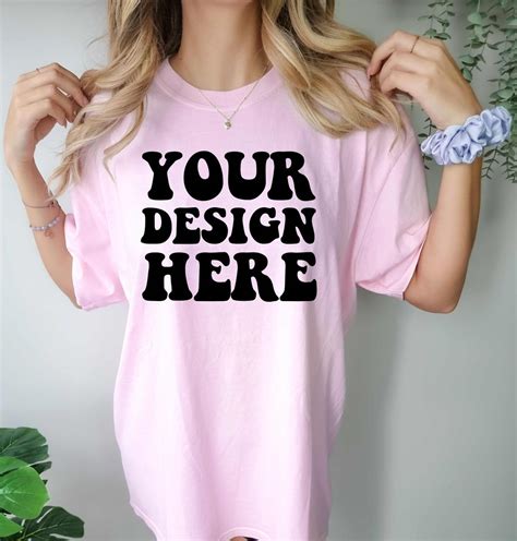 Comfort Colors C Blossom Shirt Mockup Cc Pink Tshirt Oversized