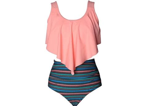 Dividir Swimsuit Feminino Imprimir Cintura Alta Bikini Lotus Folha Pai Filho Swimsuit O