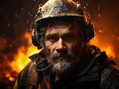 Premium Photo Heroic Firefighter Portrait Brave And Captivating