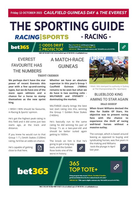 The Sporting Guide - Racing & Sports - 13 October 2023 by Racing and Sports