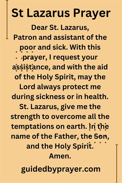 St Lazarus Prayer – Guided by Prayer