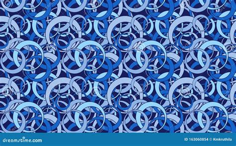 Blue Seamless Overlapping Circles Background Pattern Stock Vector