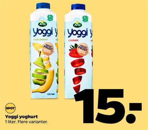 Yoggi yoghurt pære banan tilbud hos Netto