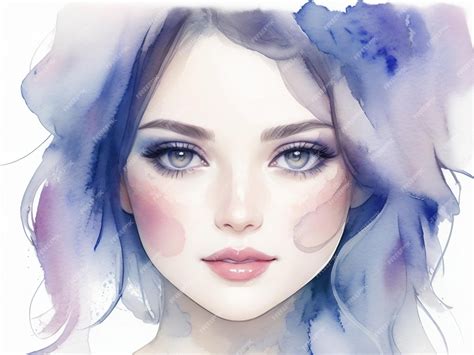 Premium Photo Decorative Watercolor Female Face Model Drawing In Hand