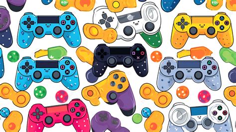 Seamless Gamepad Pattern Vector Print Featuring Doodle Video Game