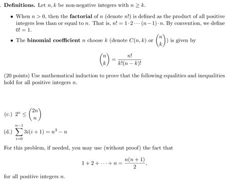 Solved Definitions Let N K Be Non Negative Integers With N