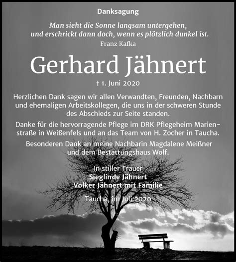 Traueranzeigen von Gerhard Jähnert abschied nehmen de