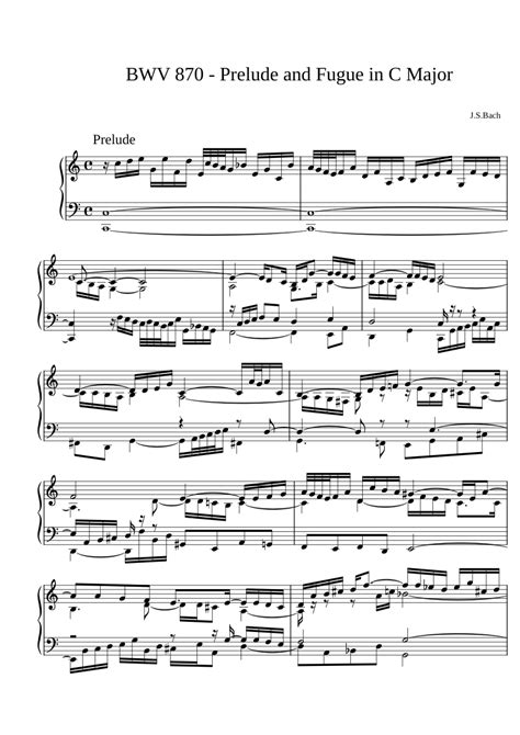 Bwv Prelude And Fugue In C Major Sheet Music For Piano Solo