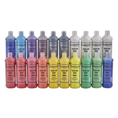 Classmates Ready Mixed Paint Assorted Colours 600ml Pack Of 20