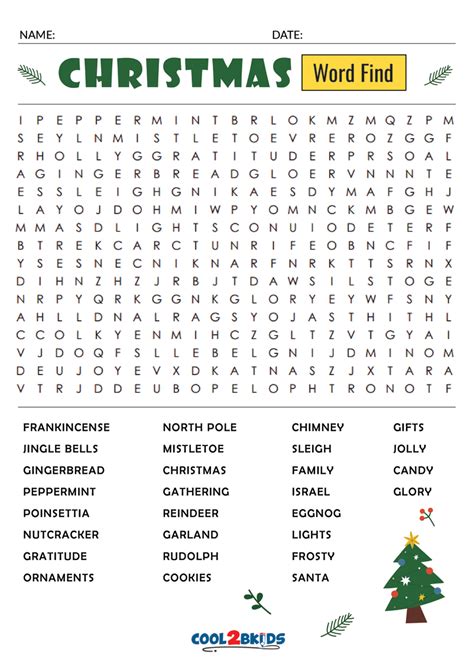 Printable Christmas Word Search Cool2bkids