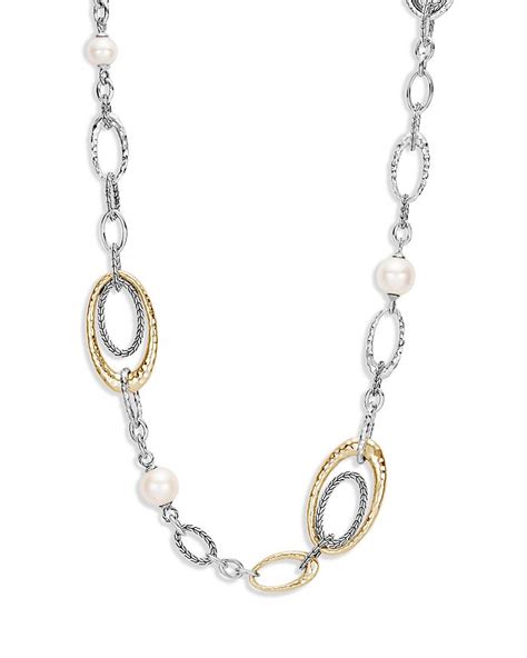 John Hardy Sterling Silver And 18k Yellow Gold Classic Chain Freshwater