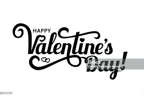 Happy Valentines Day Vector Calligraphy Lettering Stock Illustration