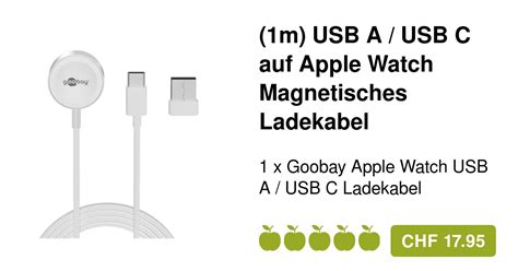 Goobay USB A / USB C auf Apple Watch Ladekabel